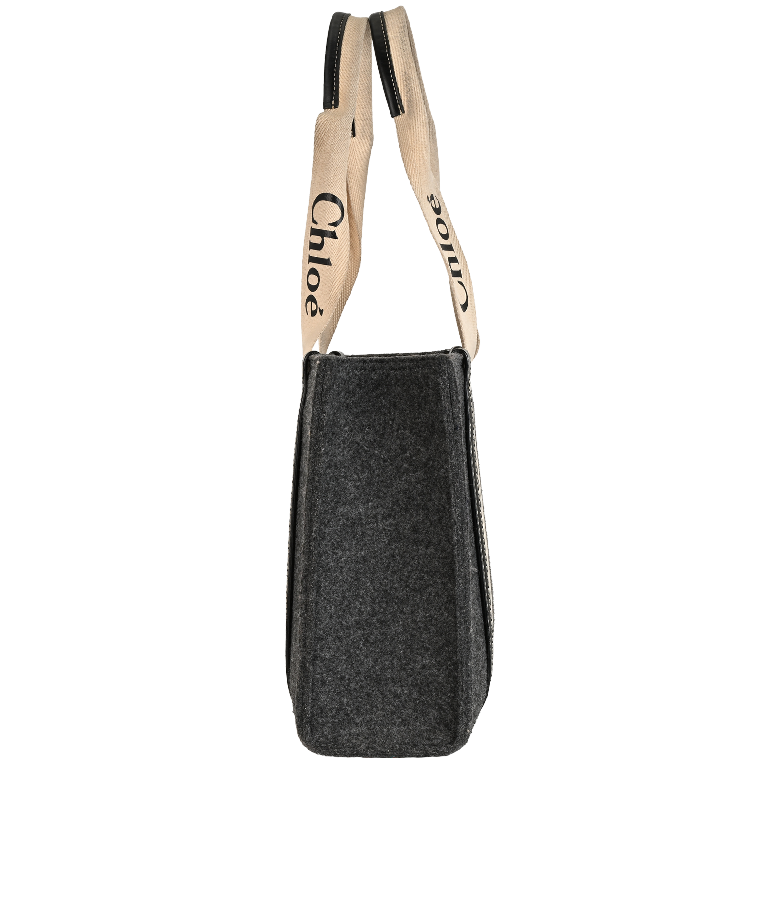 Medium Woody Tote Bag, &pound;495, Handbags, Cream/Grey, Felt/Polyester Mix, Side view